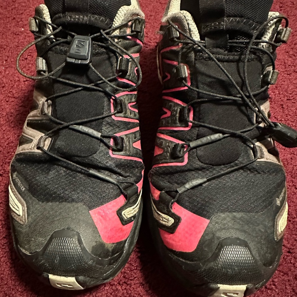 Women’s Salomon 3D Ultra GTX Black and Pink Athletic Shoes